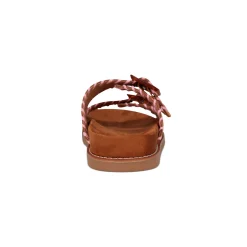 Outlet Earth Shoes Fausto Round Toe Casual Flat Strappy Sandals Medium Brown