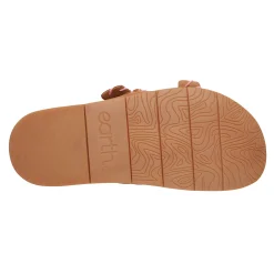 Outlet Earth Shoes Fausto Round Toe Casual Flat Strappy Sandals Medium Brown