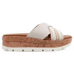 Clearance Earth Shoes Finale Casual Slip-On Wedge Platform Sandals Ivory