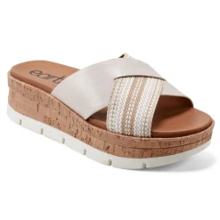 Clearance Earth Shoes Finale Casual Slip-On Wedge Platform Sandals Ivory
