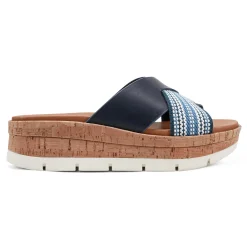 Hot Earth Shoes Finale Casual Slip-On Wedge Platform Sandals Dark Blue