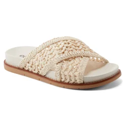 Discount Earth Shoes Flurry Round Toe Slip-on Flat Casual Sandals Ivory
