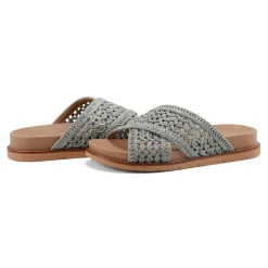 Online Earth Shoes Flurry Round Toe Slip-on Flat Casual Sandals Medium Blue