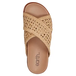 Discount Earth Shoes Flurry Round Toe Slip-on Flat Casual Sandals Medium Natural