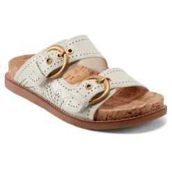 Hot Earth Shoes Francii Round Toe Casual Slip-on Flat Sandals Ivory