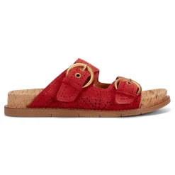 Outlet Earth Shoes Francii Round Toe Casual Slip-on Flat Sandals Red