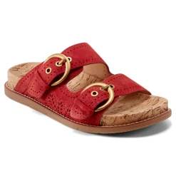Outlet Earth Shoes Francii Round Toe Casual Slip-on Flat Sandals Red