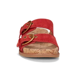 Outlet Earth Shoes Francii Round Toe Casual Slip-on Flat Sandals Red