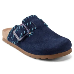 Discount Earth Shoes Gena Round Toe Slip-on Flat Casual Clogs Dark Blue