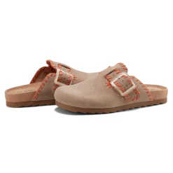 New Earth Shoes Gena Round Toe Slip-on Flat Casual Clogs Taupe