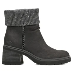 Earth Shoes Gresa Waterproof Block Heel Round Toe Casual Booties Black