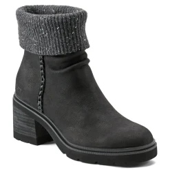 Earth Shoes Gresa Waterproof Block Heel Round Toe Casual Booties Black
