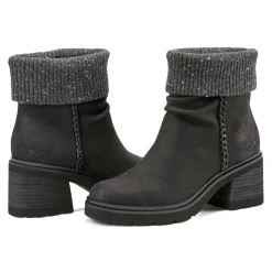 Earth Shoes Gresa Waterproof Block Heel Round Toe Casual Booties Black