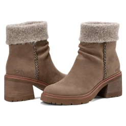 Clearance Earth Shoes Gresa Waterproof Block Heel Round Toe Casual Booties Taupe
