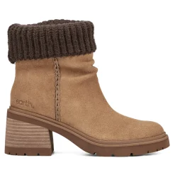 Outlet Earth Shoes Gresa Waterproof Block Heel Round Toe Casual Booties Medium Natural