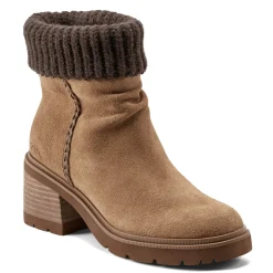 Outlet Earth Shoes Gresa Waterproof Block Heel Round Toe Casual Booties Medium Natural