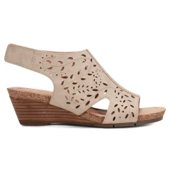 Clearance Earth Shoes Halin Round Toe Casual Slingback Wedge Sandals Light Natural