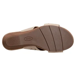 Clearance Earth Shoes Halin Round Toe Casual Slingback Wedge Sandals Light Natural