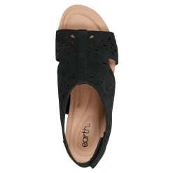 Hot Earth Shoes Halin Round Toe Casual Slingback Wedge Sandals Black