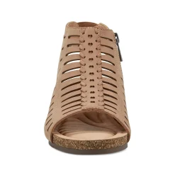 Clearance Earth Shoes Hana Round Toe Laser Cut Dress Sandals Medium Brown