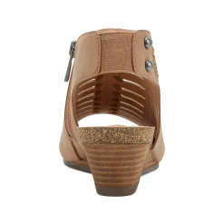 Clearance Earth Shoes Hana Round Toe Laser Cut Dress Sandals Medium Brown