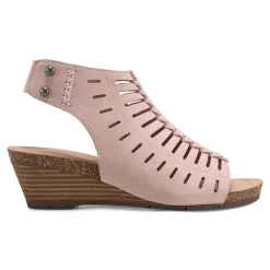 Best Earth Shoes Hana Round Toe Laser Cut Dress Sandals Light Pink