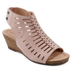 Best Earth Shoes Hana Round Toe Laser Cut Dress Sandals Light Pink