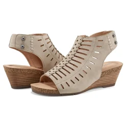 Discount Earth Shoes Hana Round Toe Laser Cut Dress Sandals Light Natural