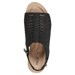 Discount Earth Shoes Hana Round Toe Laser Cut Dress Sandals Black