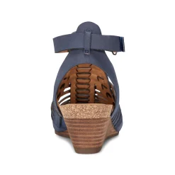 Sale Earth Shoes Hattie Round Toe Strappy Wedge Sandals Dark Blue