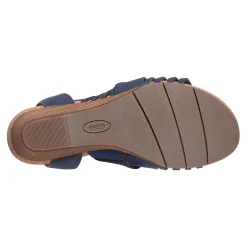 Sale Earth Shoes Hattie Round Toe Strappy Wedge Sandals Dark Blue