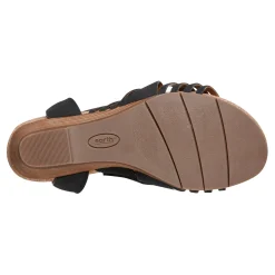 Outlet Earth Shoes Hattie Round Toe Strappy Wedge Sandals Black