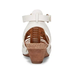 Outlet Earth Shoes Hattie Round Toe Strappy Wedge Sandals Ivory