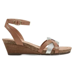 Outlet Earth Shoes Herly Woven Strappy Stacked Heel Dress Sandals Light Natural