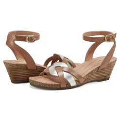 Outlet Earth Shoes Herly Woven Strappy Stacked Heel Dress Sandals Light Natural