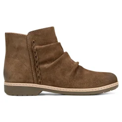 New Earth Shoes Hilaree Water Repellent Round Toe Ruched Casual Booties Medium Brown