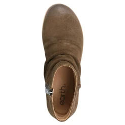 New Earth Shoes Hilaree Water Repellent Round Toe Ruched Casual Booties Medium Brown