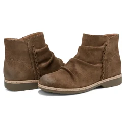 New Earth Shoes Hilaree Water Repellent Round Toe Ruched Casual Booties Medium Brown
