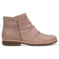 Outlet Earth Shoes Hilaree Water Repellent Round Toe Ruched Casual Booties Taupe