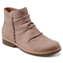 Outlet Earth Shoes Hilaree Water Repellent Round Toe Ruched Casual Booties Taupe