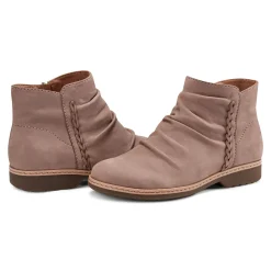 Outlet Earth Shoes Hilaree Water Repellent Round Toe Ruched Casual Booties Taupe