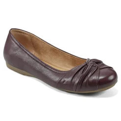 Clearance Earth Shoes Jacci Lightweight Round Toe Slip-on Dress Flats Dark Red