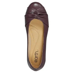 Clearance Earth Shoes Jacci Lightweight Round Toe Slip-on Dress Flats Dark Red