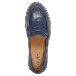 Hot Earth Shoes Javas Round Toe Casual Slip-on Loafers Dark Blue