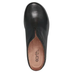 Discount Earth Shoes Kolia Round Toe Slip-on Casual Clogs Black Leather