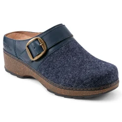 Sale Earth Shoes Kulla Slip-on Round Toe Casual Clogs Blue Wool