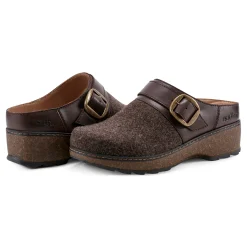 Earth Shoes Kulla Slip-on Round Toe Casual Clogs Brown Wool