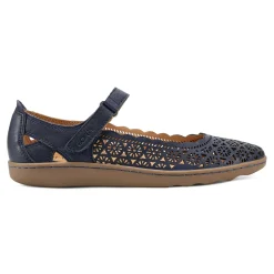 Earth Shoes Lady Perforated Slip-On Ballet Flat Dark Blue