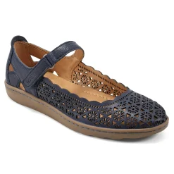 Earth Shoes Lady Perforated Slip-On Ballet Flat Dark Blue