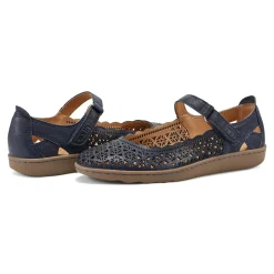 Earth Shoes Lady Perforated Slip-On Ballet Flat Dark Blue